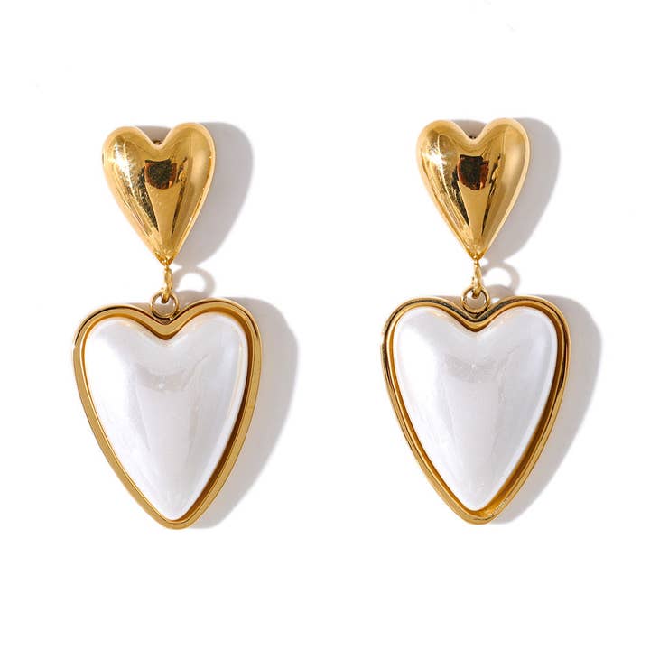 Brincos de Coração em Aço Inoxidável 18k (LSSG-ED28) por atacado de Lyza Jewels