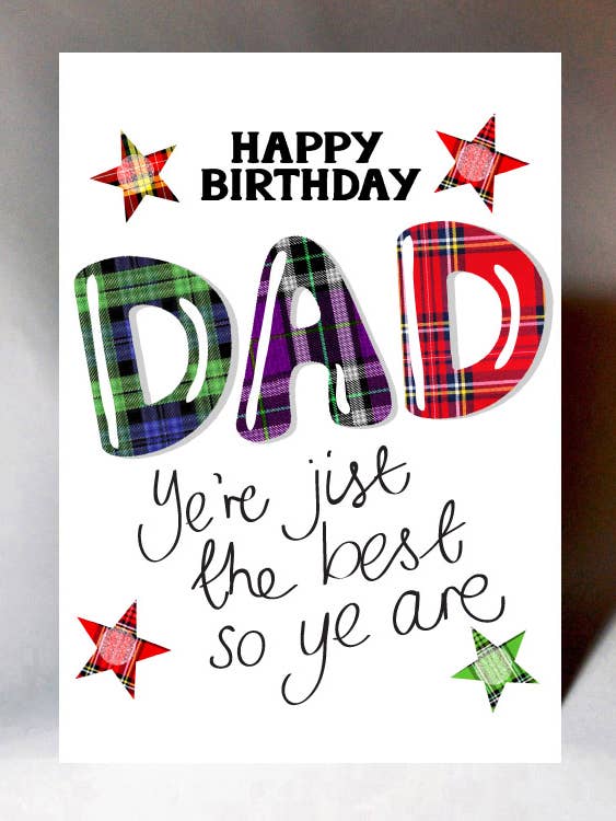Tartan Words Dad verjaardagskaart WWTW02 voor wholesale door Wee Wishes