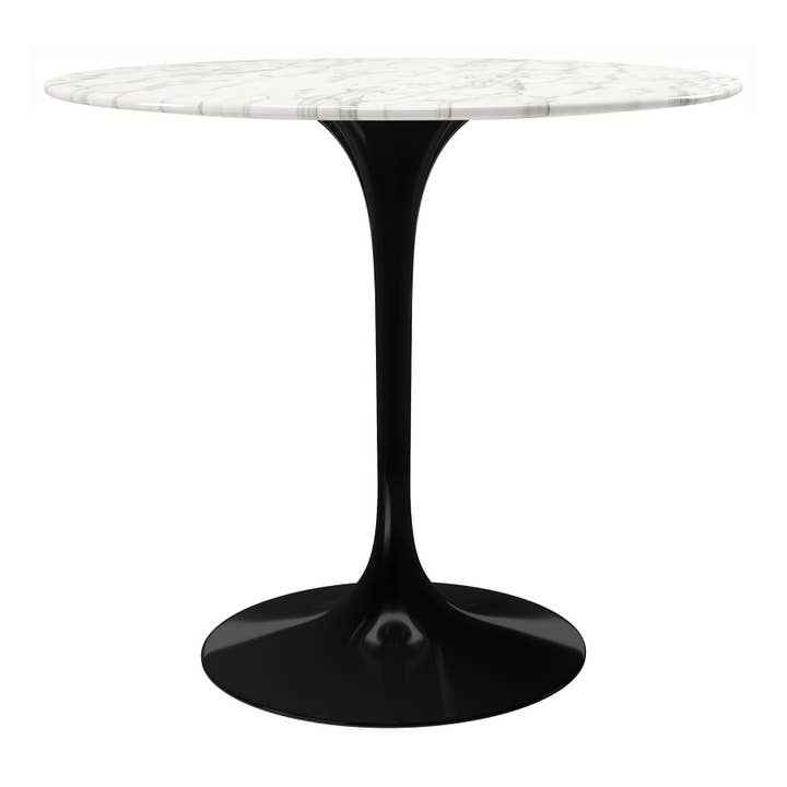 32" White And Black Marble And Metal Dining Table for wholesale by HomeRoots