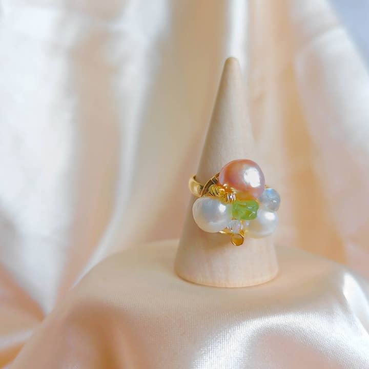 Perla Floral - Anillo Artesanal Inspirado en la Naturaleza para venta al por mayor de Pompon La Tulipe