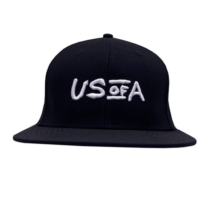 Casquette à visière plate inspirée de la Ryder Cup US of A (noir) pour la vente par Boston Scott Golf Apparel