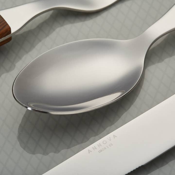 ANNOVA - Wholesale Flatware Set - ANNOVA Walnut Wood Silverware Set 20 Pieces Retro8