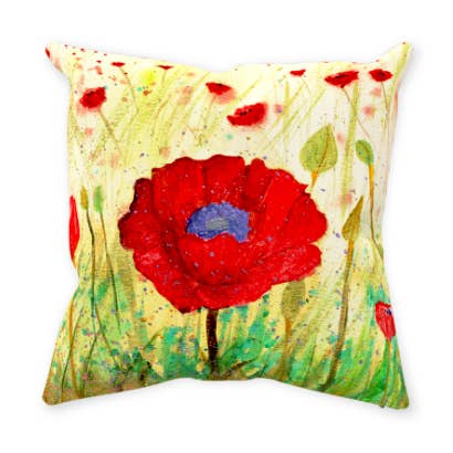 Botaniskt kuddfodral - Fält av röda vallmo för wholesale av ASquareWatermelon LLC