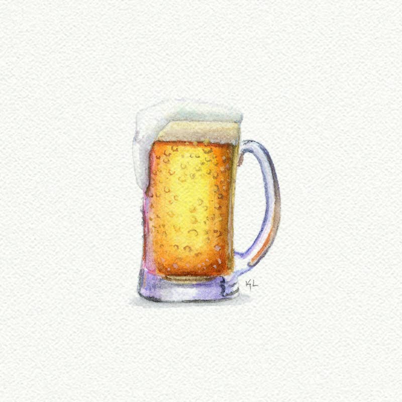 Karen Libecap Tiny Paintings - Wholesale Art Print - Beer Mug Miniature Watercolor Painting - Art Print0