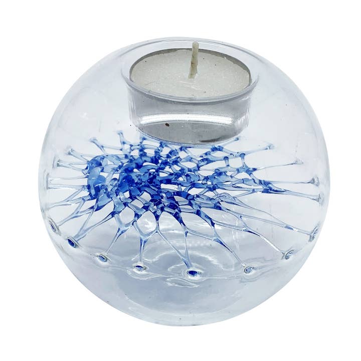 tealight with net large, blue for wholesale by FW-Glas