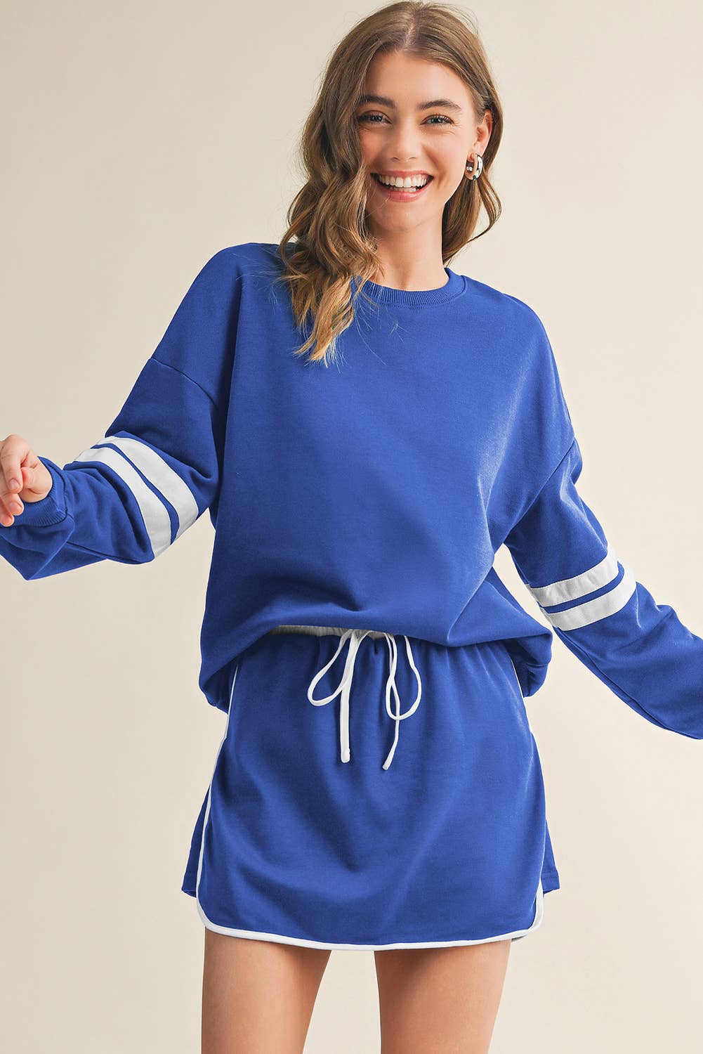 Aapparella - Wholesale Top & Skirt Set - Women's - Stripe Long Sleeve Top & Skort 2 Pcs Set | S-XL16