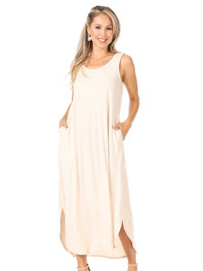 211273D-Rib - Ribbed Tank Dress with Side Slit and Pockets for wholesale by Chris & Carol Apparel