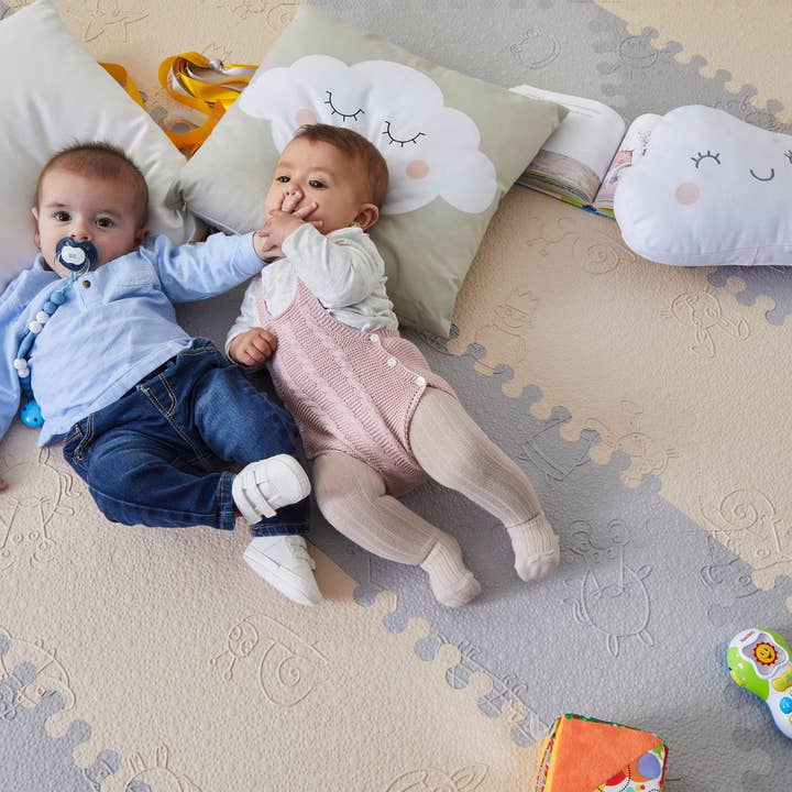LUBABYMATS - Wholesale Play Mat - Kids & Baby - Grey and Beige Padded Carpet for Babies3
