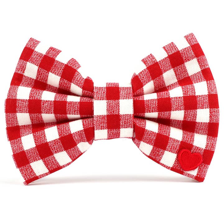 Red Check Bow Tie Collar Attachment for wholesale by Dubdog Designs