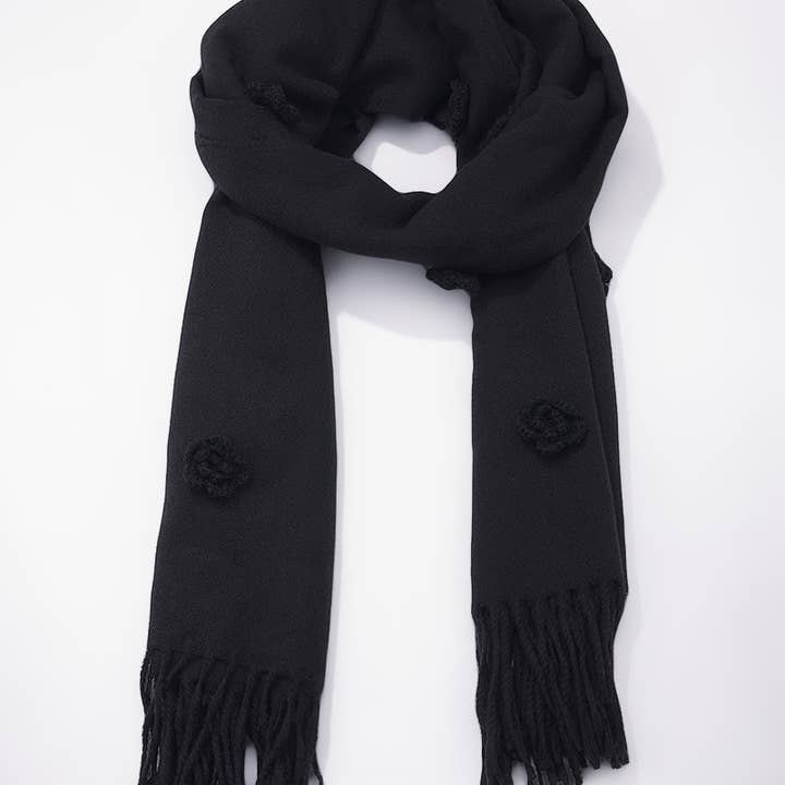 BYREN | ÉLINE L'ATELIER - Wholesale Scarf - Women's - Wool scarf with embroidered flowers FL216DF1