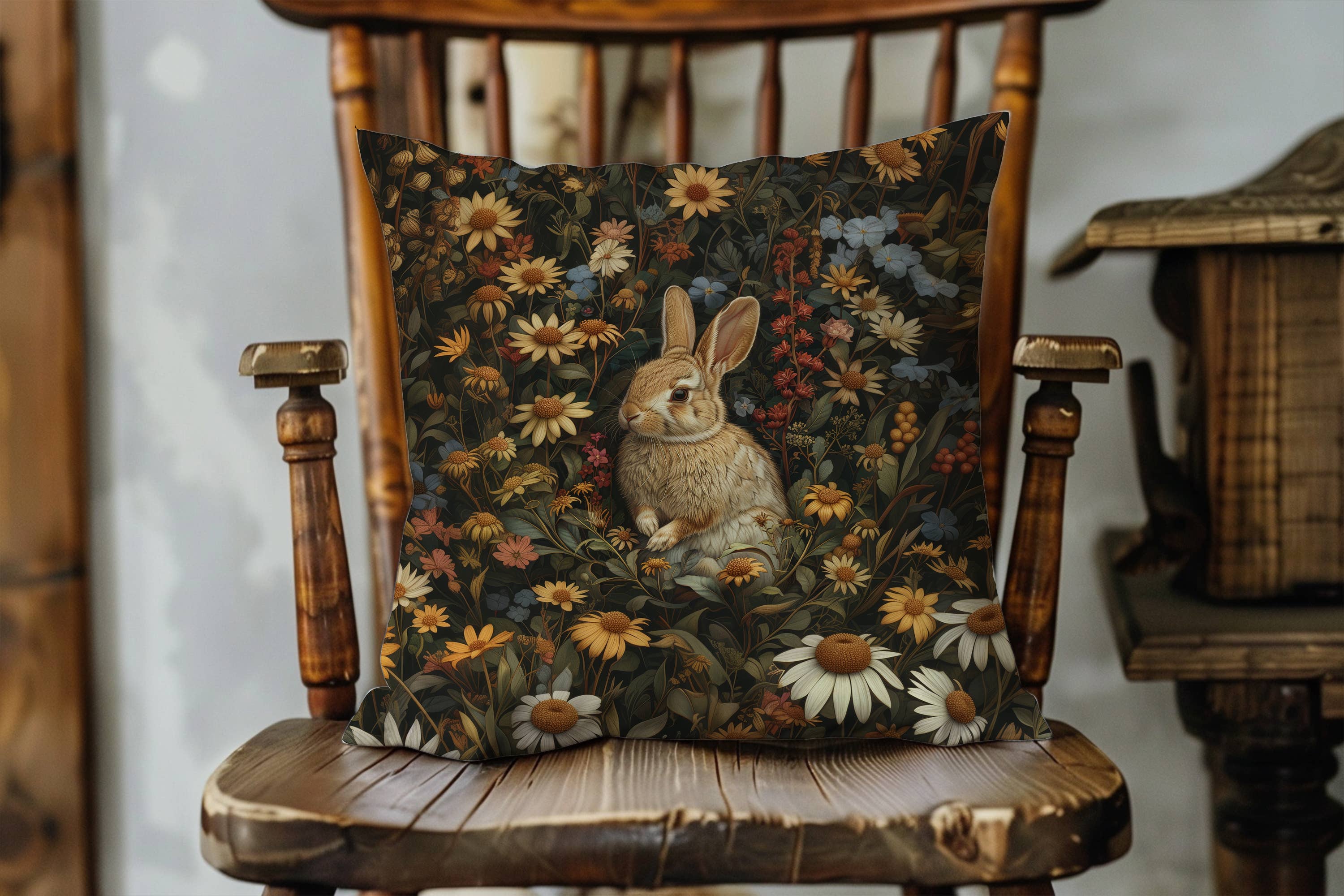 Olive Branch Farmhouse - Wholesale Throw Pillow Cover - Woodland Rabbit Pillow Covers