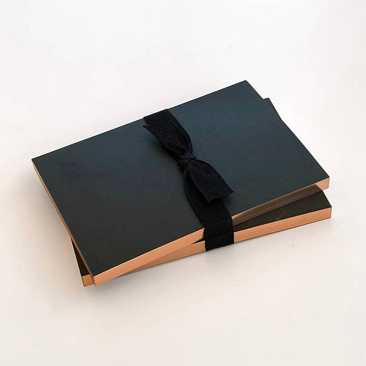 Little Black Notebooks with Rose Gold Edging (set of 2) for wholesale by Wms&Co.