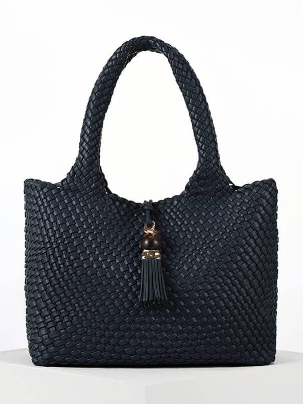 Saskia Navy Grande Borsa Intrecciata per la vendita all'ingrosso da parte di Luella Grey London