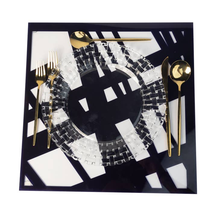 Sets de 4 sets de table en acrylique au design bleu pour la vente par Carol Rose Home Decor