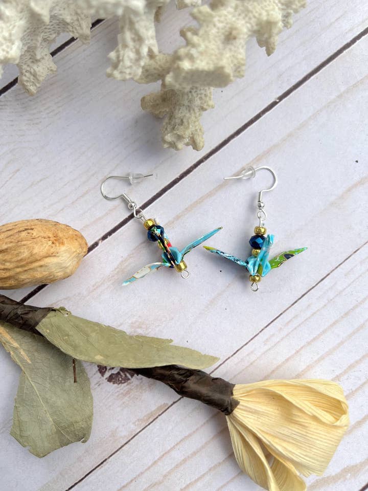 Origami Crane Earrings for wholesale by Branching Off Studio