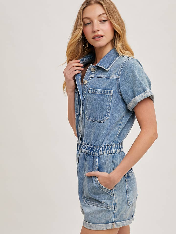 Bluivy – Romper - Mulher por atacado – CASACÃO DE MANGA CURTA EM JEANS LAVADO15