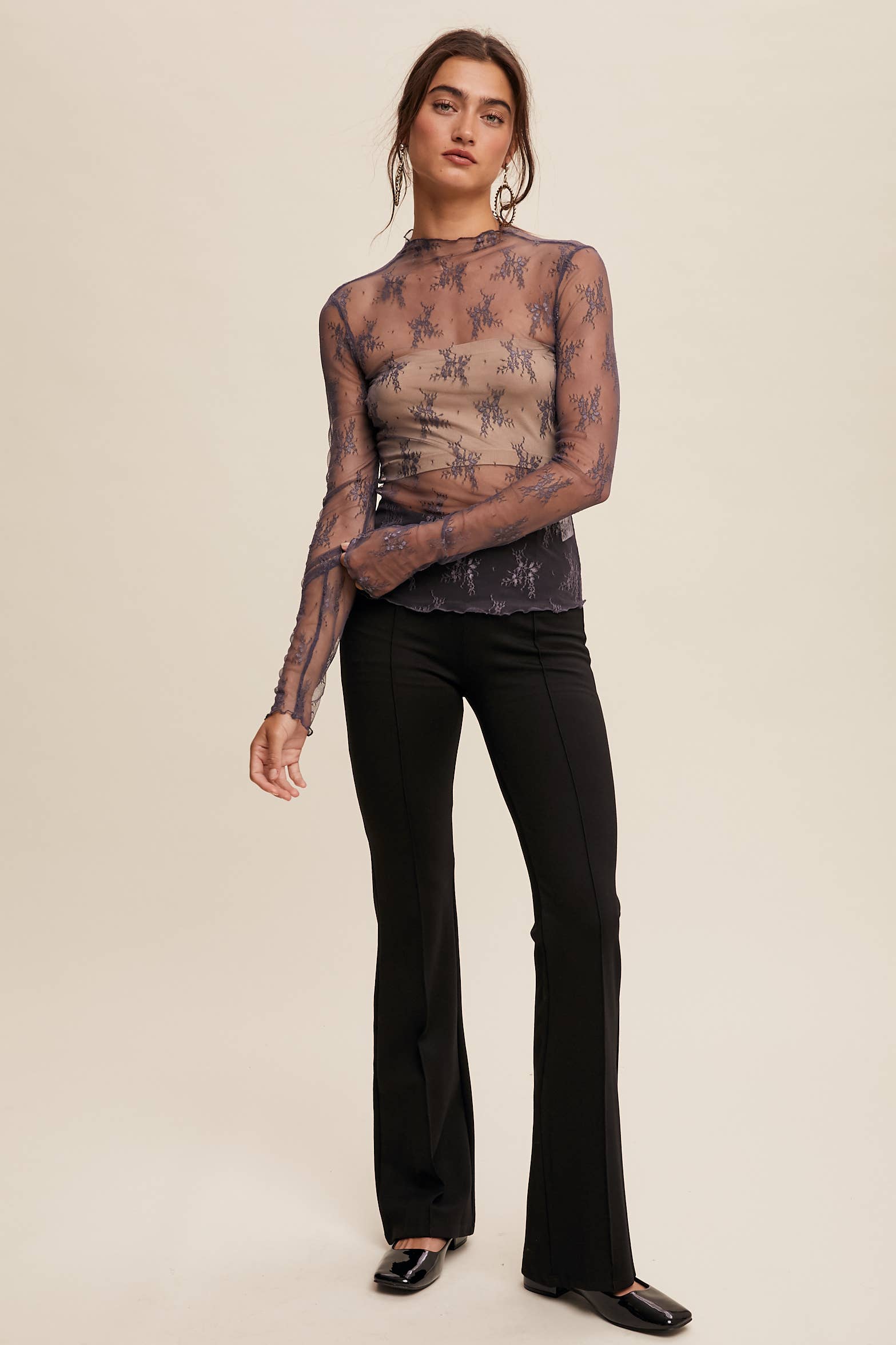 Listicle - Wholesale Blouse - Women's - Sheer Lace Long-Sleeve Top18