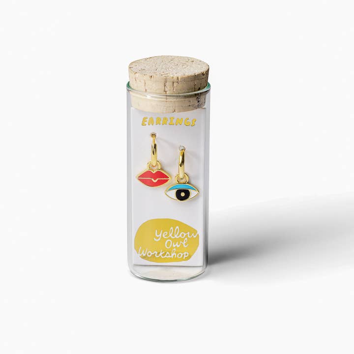 Yellow Owl Workshop - Wholesale Huggie Earrings - Hoop Earrings - Eye/Lips - Gold Statement Jewelry2