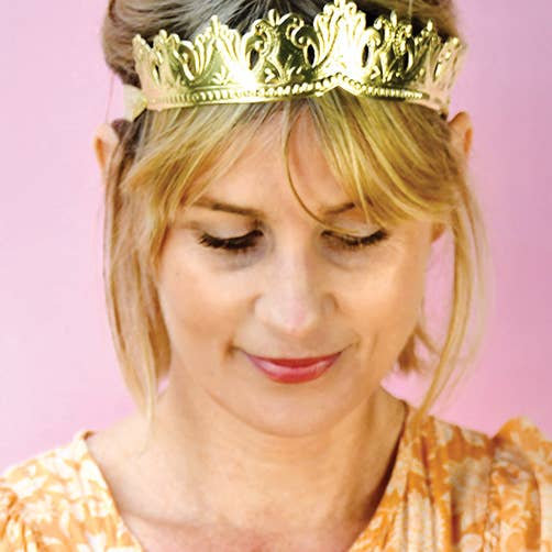 TOPS Malibu – wholesale Party hat/crown – European-Made Gold Embossed Royal Crown w/ Ribbon3