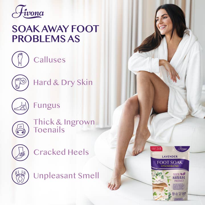 FIVONA – wholesale Hand/foot soak – Foot Soak Epsom Salt with Oils - Lavender - 2Lb