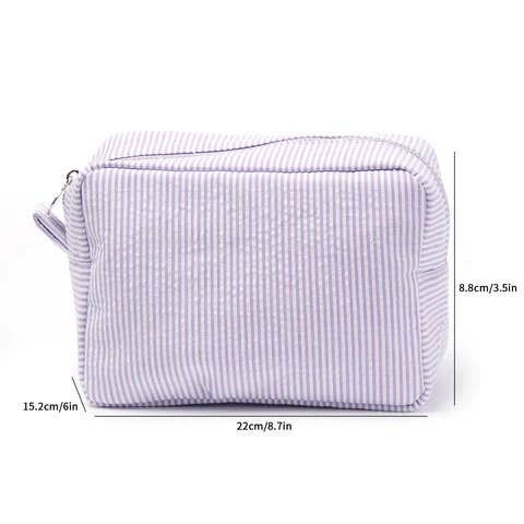APHISON - Wholesale Makeup/Cosmetic Bag - RTS-25pc Seersucker Cosmetic Bag