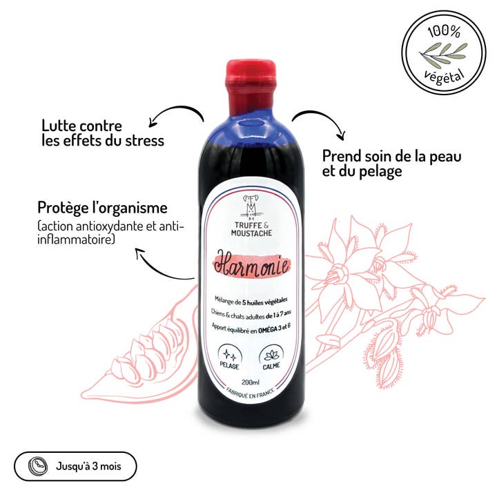 Truffe & Moustache - Wholesale Pet Supplement - Cat/Dog - Vegetable oil for dogs & cats, Omega 3 and 6, “Harmony”2