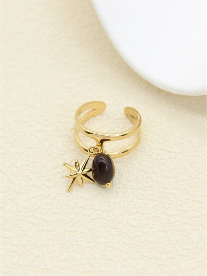 Star Charm Ring in Stainless Steel – Golden Elegance & B for wholesale by BELLISSIMA BIJOUX