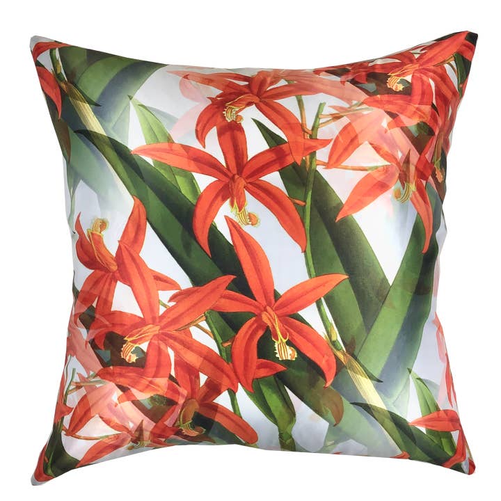 Orchid Laelia Harpophylla Pillow ACA-026 | 22” X 22” for wholesale by Poetry Lane