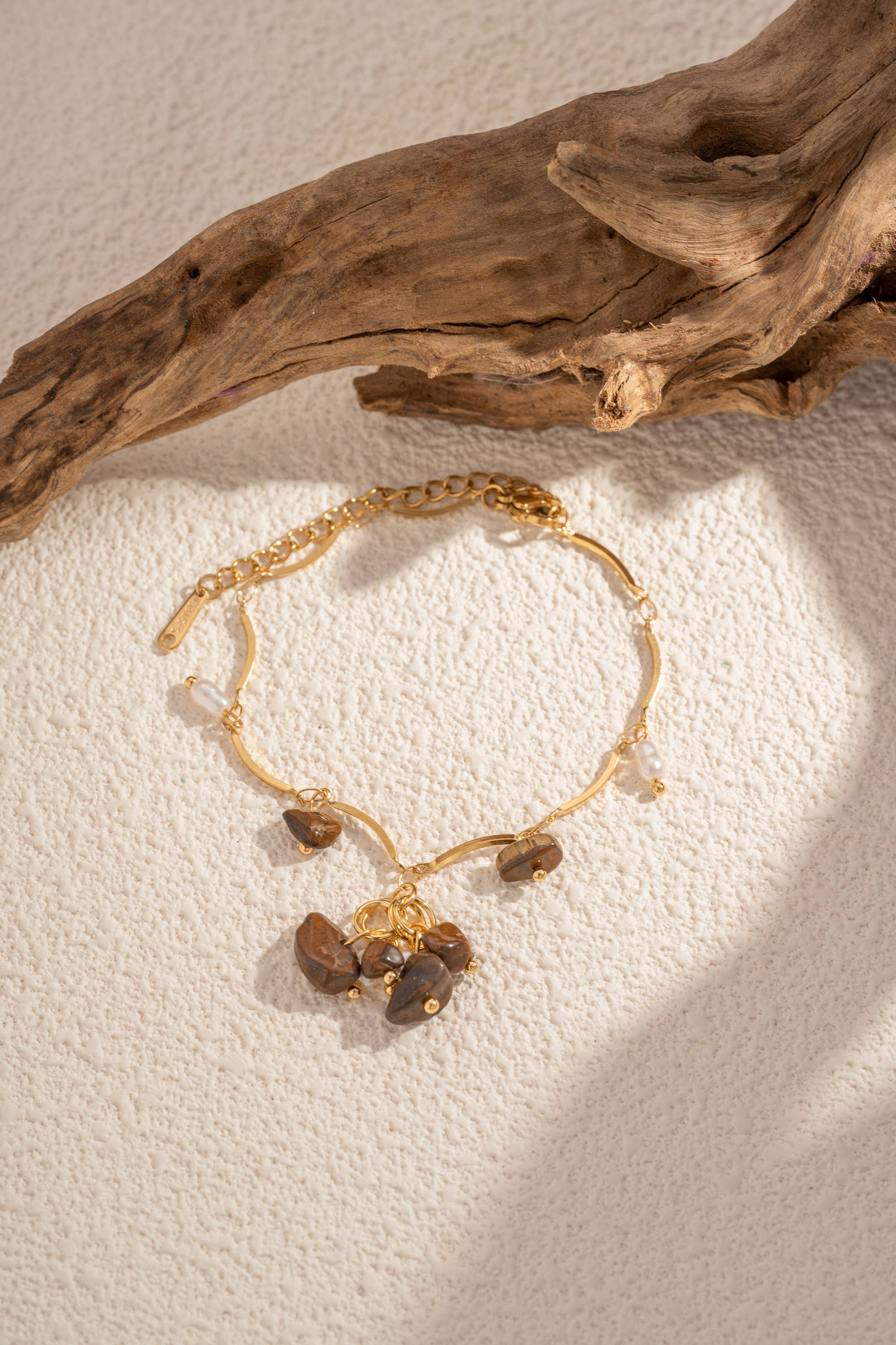 COSMOS - Wholesale Jewelry Set - Golden 3-Piece Set – Natural Stones and Steel Pearls4