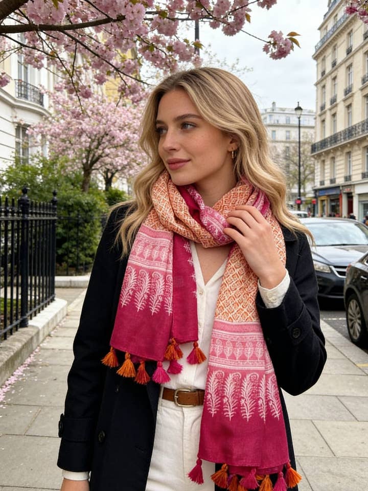 Bufanda con borlas XT-53 para venta al por mayor de LINETA