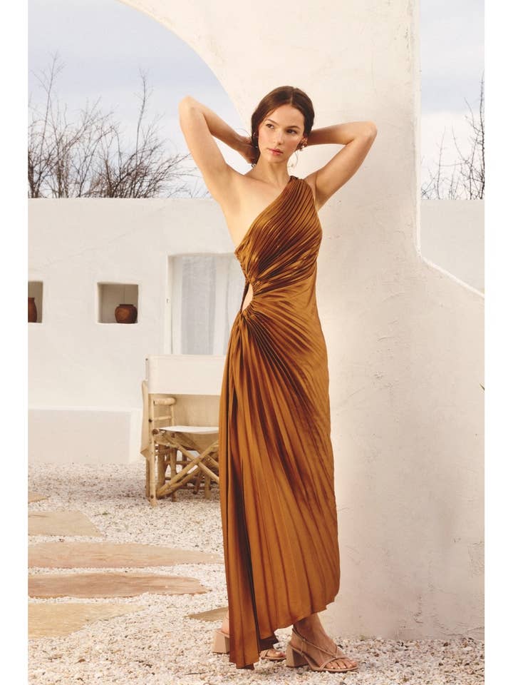 Dress Forum - Wholesale Dress - Women's - Olympia Asymmetrical Pleated Maxi Dress (1)5