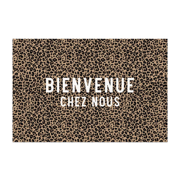 Leopard Vinyl Rug Welcome to Our Home for wholesale by Podevache