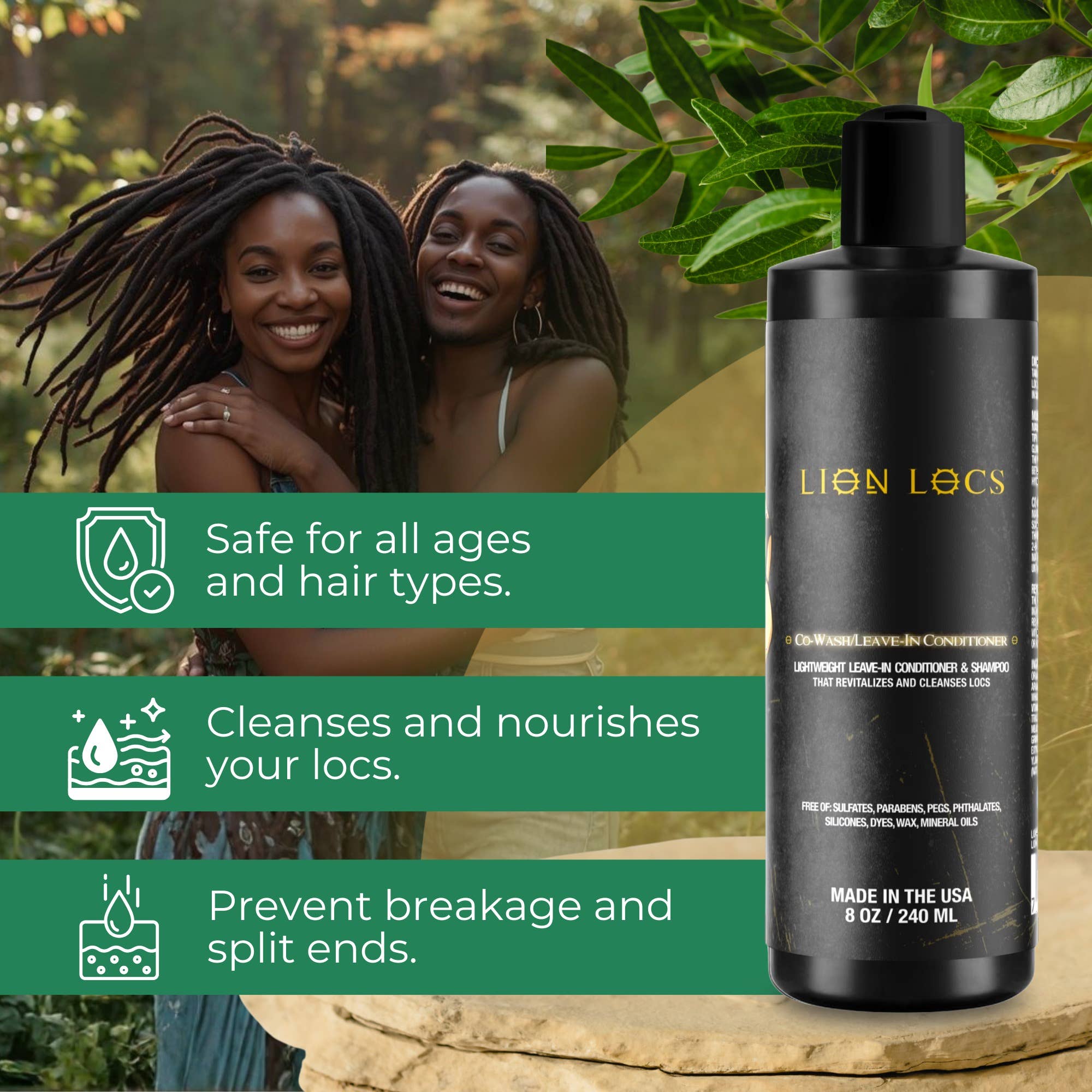 Lion Locs LLC - Wholesale Hair Leave-In Conditioner - Lion Locs Co-Wash Shampoo / Leave-In Conditioner - VEGAN3