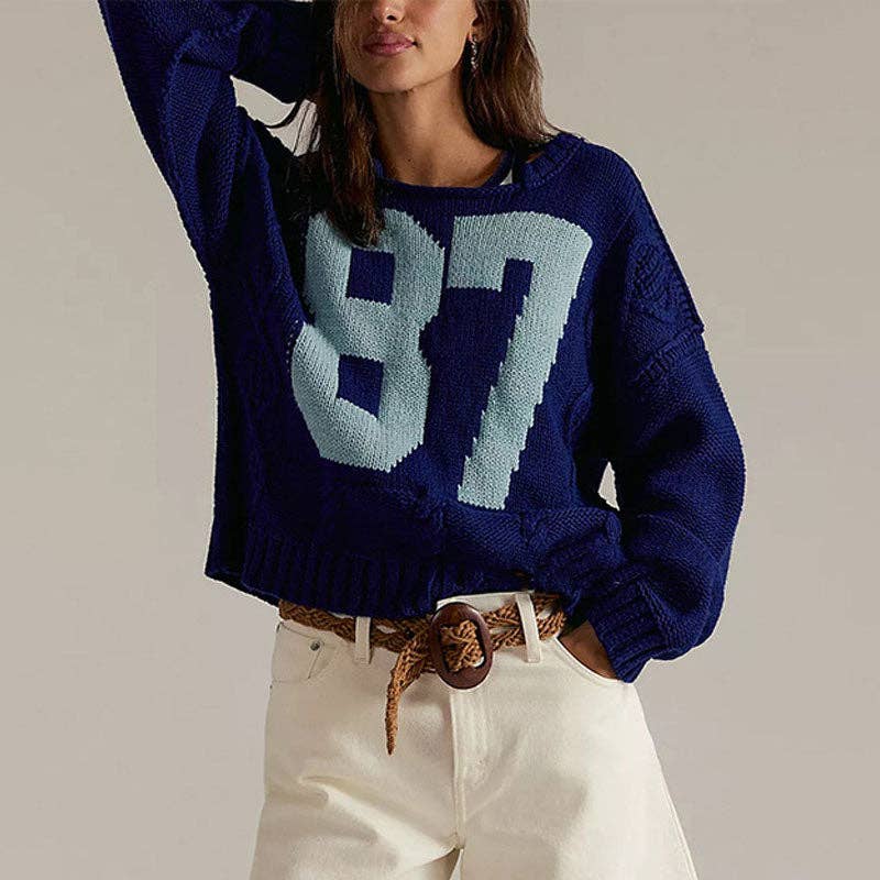 Dipped Shop - Wholesale Gebreide top - Dames - Casuale Kleurblok Ronde Hals Gebreide Top DP25E5182