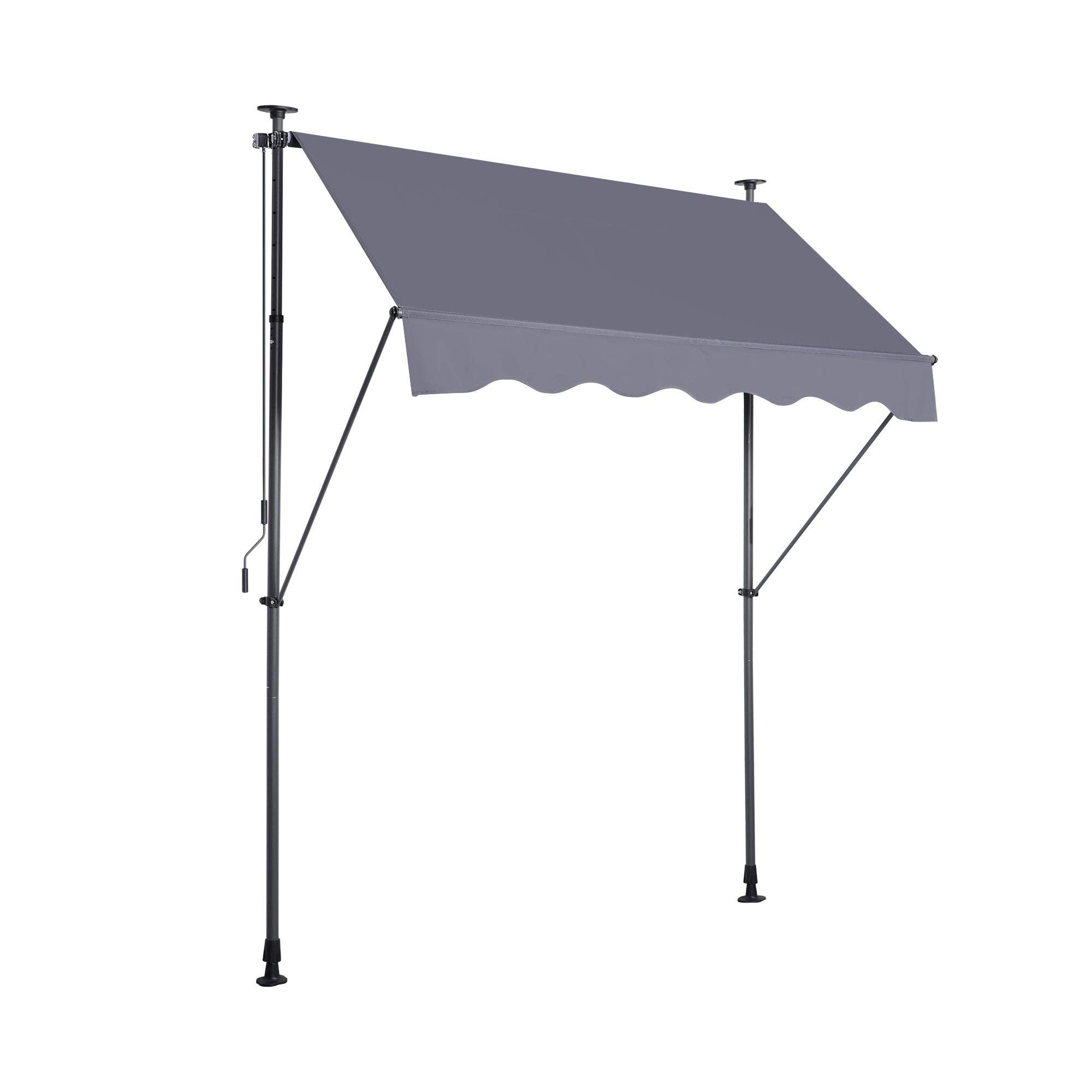 39F Inc. - Wholesale Patio Umbrella - Manual Retractable Patio Awning – 118" UV-Resistant Grey1