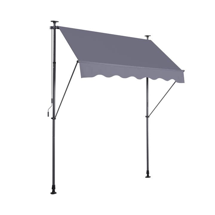 39F Inc. - Wholesale Patio Umbrella - Manual Retractable Patio Awning – 118" UV-Resistant Grey1