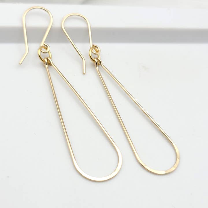 Long Gold Hoops - Handmade Earrings for wholesale by Bijou by SAM