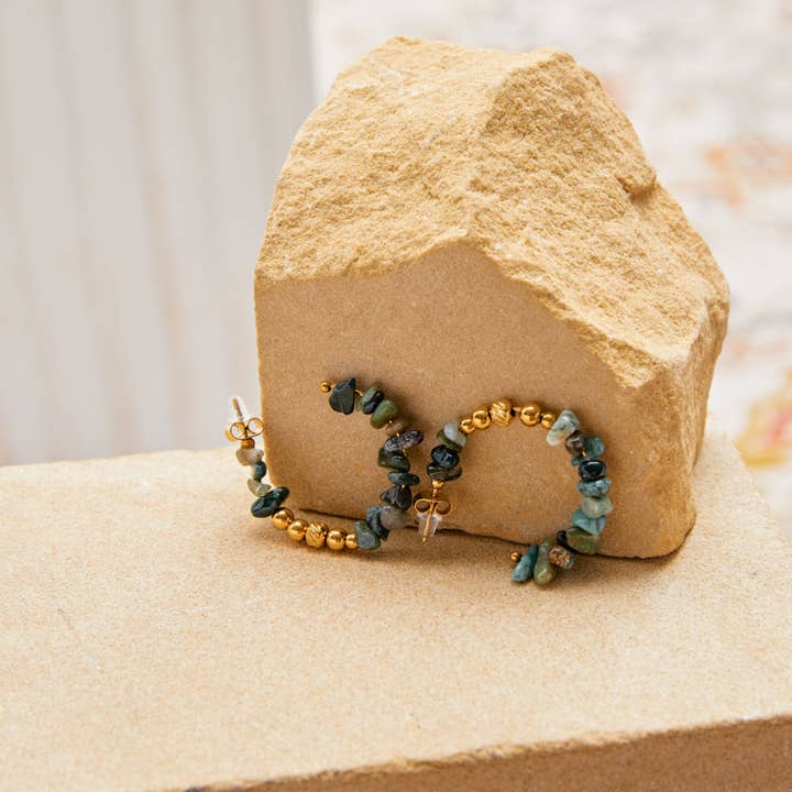 Lovelika - Wholesale Single Earring - Hoop earrings set with natural stones - Beatrix3