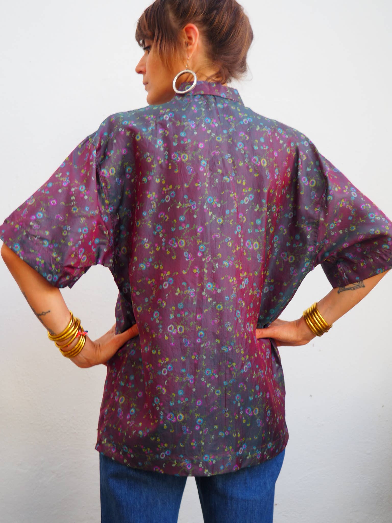 Vagabond Ibiza - Wholesale Button Down Shirt - Unisex - The Atlas Shirt – Up-cycled Vintage Sari Short-Sleeved 9