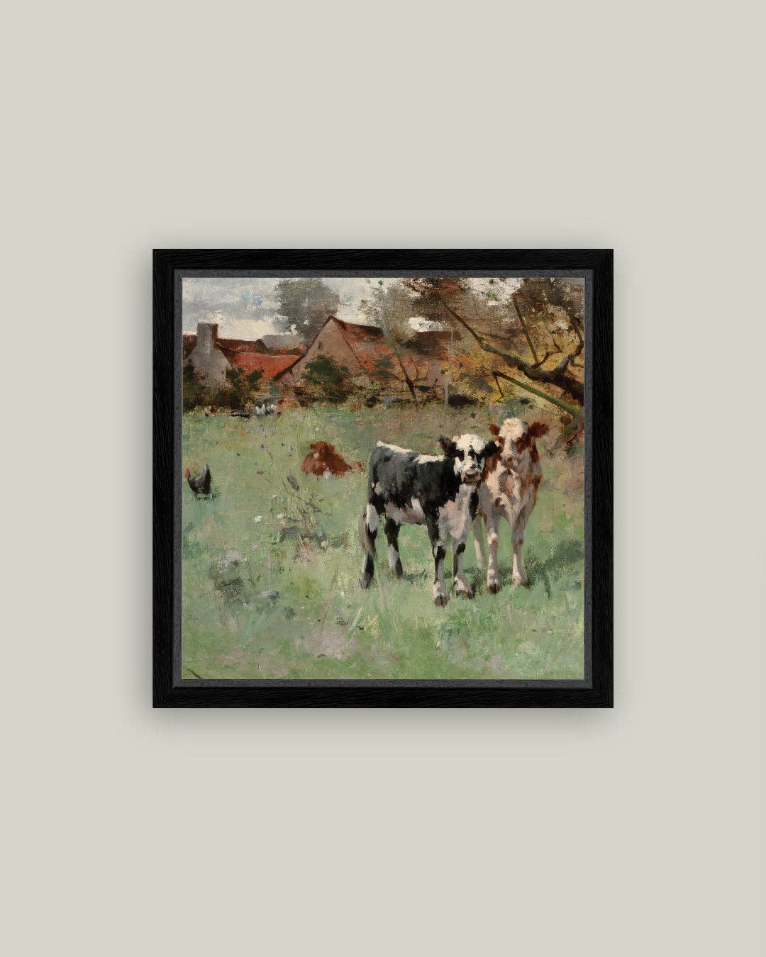 Petal Lane Home - Wholesale Art Print - Two Cows in a Pasture Framed Antique Art1