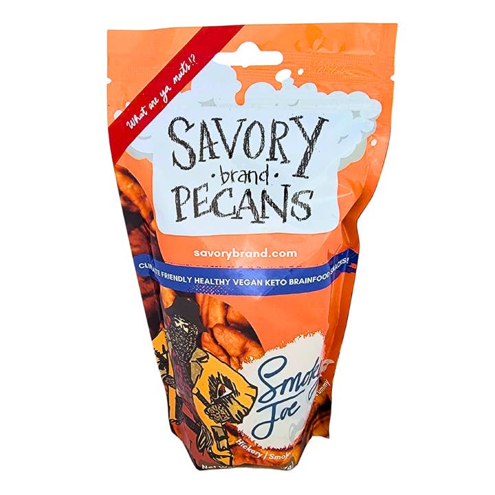 Smoky Joe Roasted Pecans for wholesale by Nifty! Nuttery by Savory Pecans