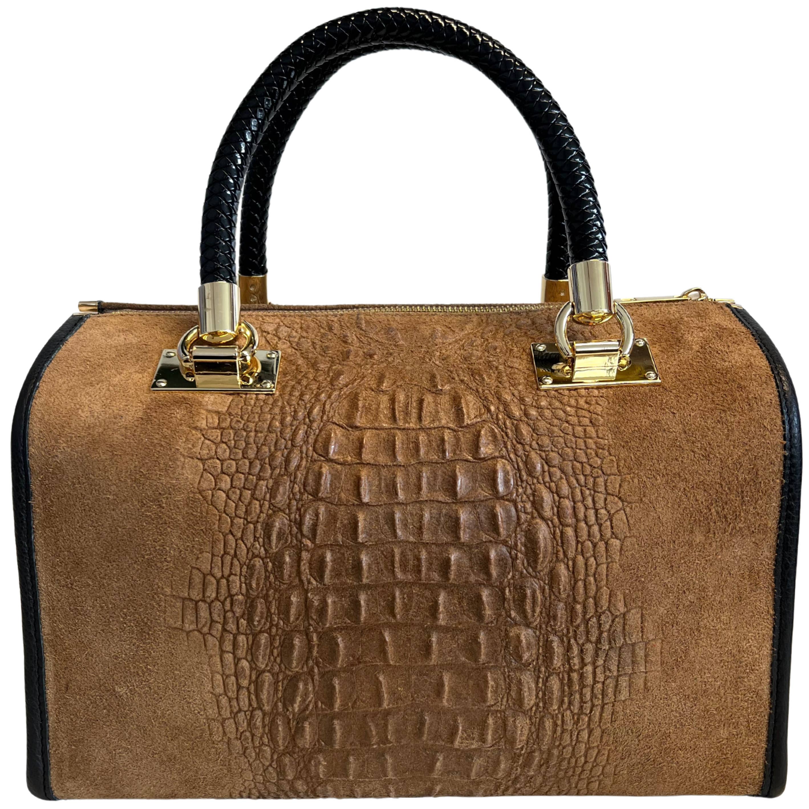 MODARNO - Wholesale Top Handle Bag - Women's - Modarno Women's bag - coconut print suede leather handbag9