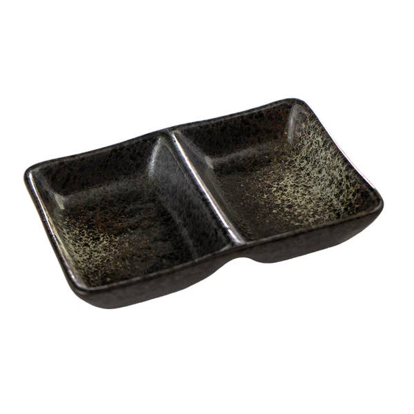 Hakumu Series 4oz 5.25"L Divided Rectangle Sauce Dish for wholesale by Urban Tokyo
