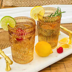 Ribbed Glass Cups With Bamboo Lids And Glass Straws Set Of 4, Fluted  Vintage Ripple Clear Glassware, Origami Style Drinking Glasses For Juice,  Beer, I