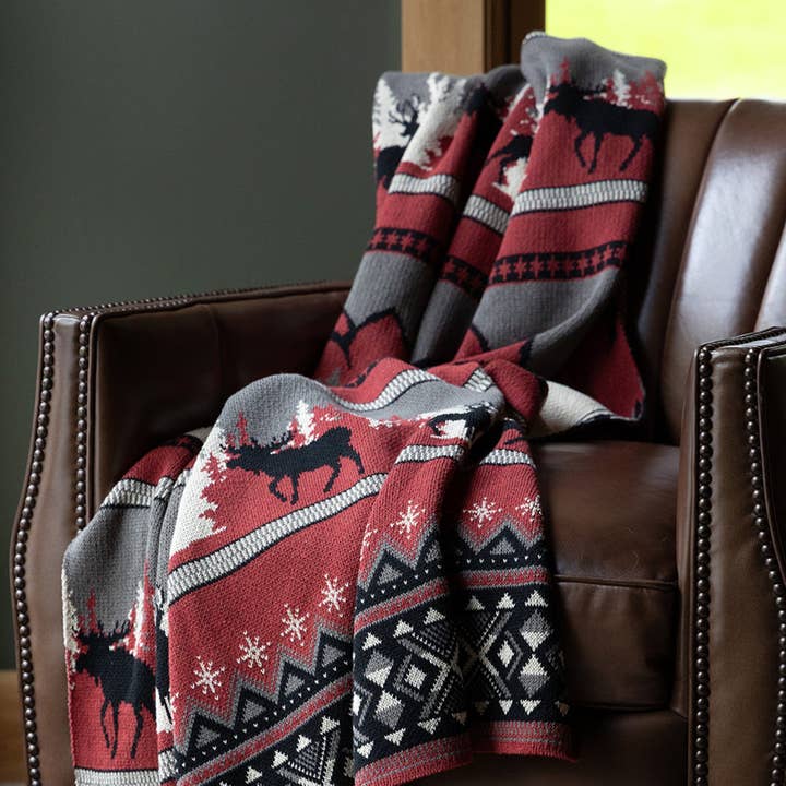 Cotton Sustainable Knit Throw Blanket | Holiday Gift - Mountain Fair Isle for wholesale by In2Green
