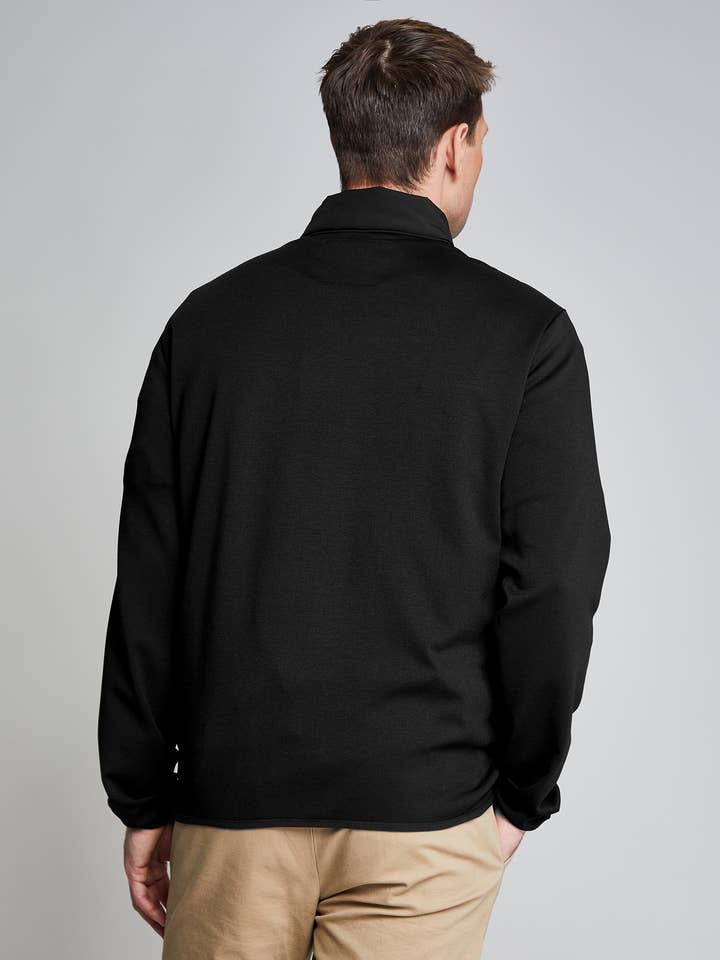 Black Men's Quilted Hybrid Funnel Neck Jacket for wholesale on Faire1