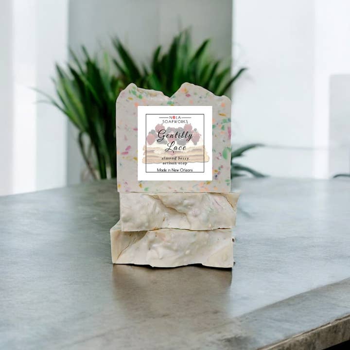 Essentially NOLA Soap Works - Wholesale Bar Soap - Gentilly Lace Confetti Soap - Almond Berry 5.5oz
