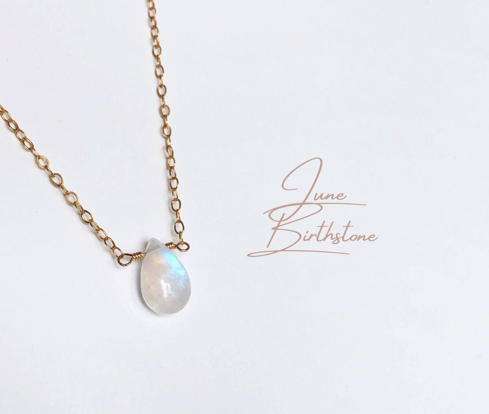 SEQAY - Wholesale Pendant/Charm Necklace - Moonstone drop chain, rainbow moonstone necklace, short gold chain with moonstone, layering look6