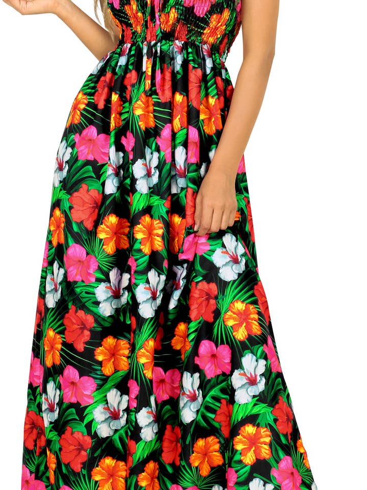 Vestido Hibiscus Maxi para Mulher por atacado de Happy Bay / La Leela