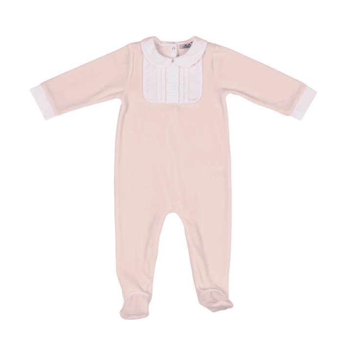 BELLA | Baby Girls Rose Water Velour Babygrow for wholesale by Bebe Sweeny